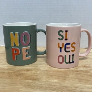 Room Essentials YES OUI SI and NOPE Mugs Set of 2